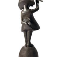 Girl avion dos bronze patiné avions nickelés 80 cm